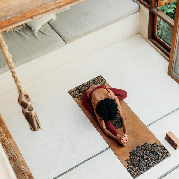 Cork Yoga Mat - Mandala Black - Yoga Design Lab