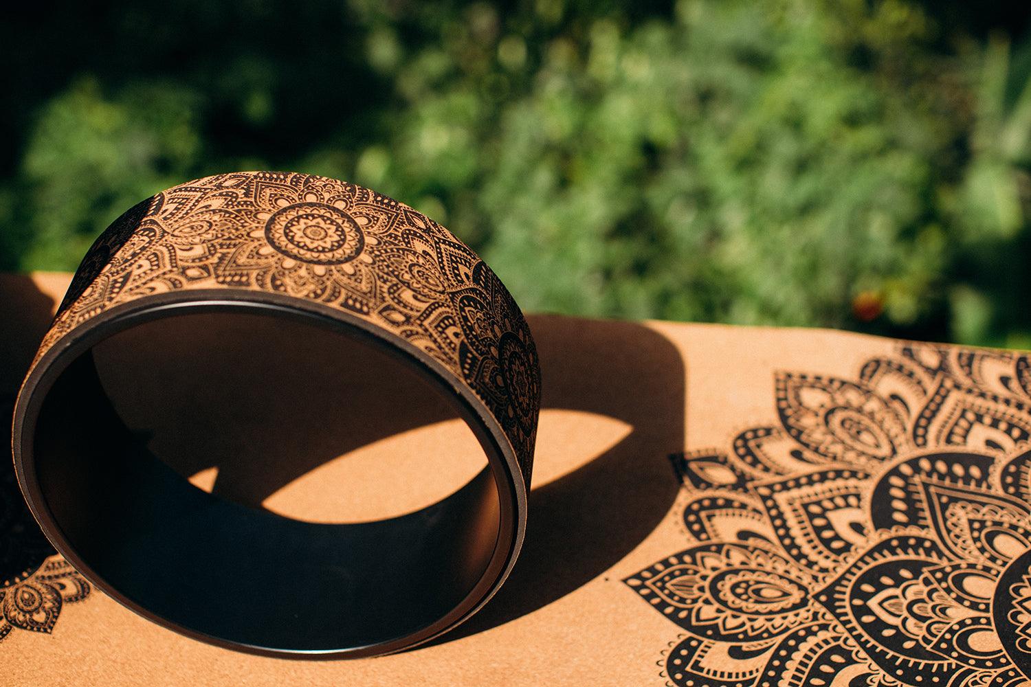 Cork Yoga Wheel - Mandala Black - Yoga Design Lab