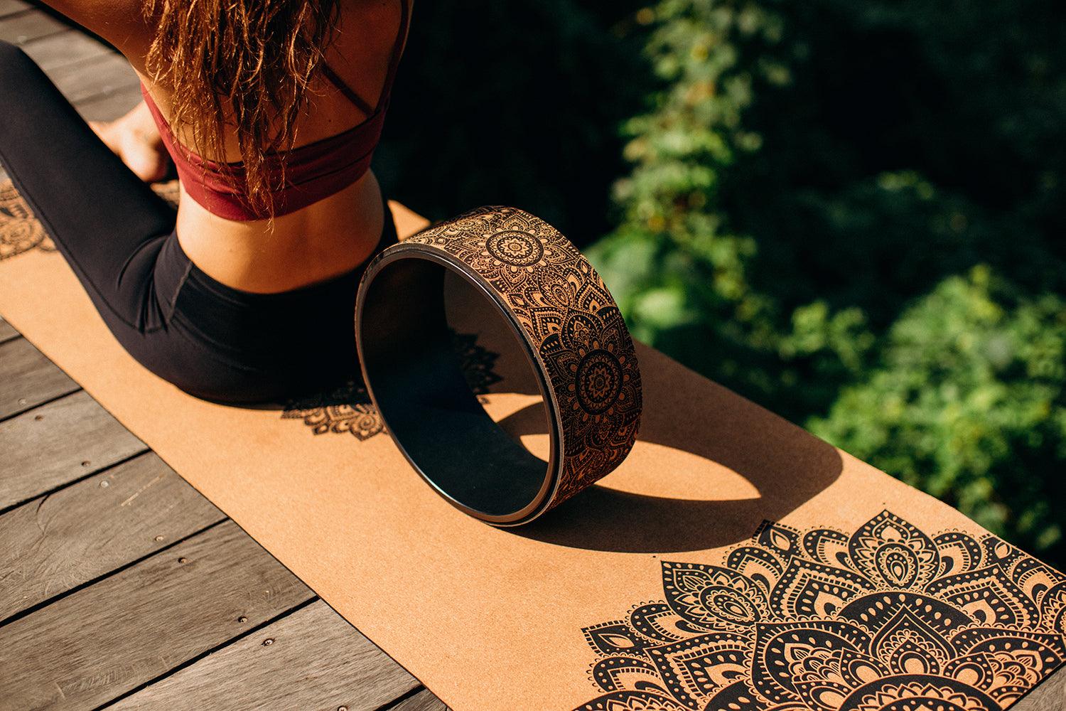 Cork Yoga Wheel - Mandala Black - Yoga Design Lab