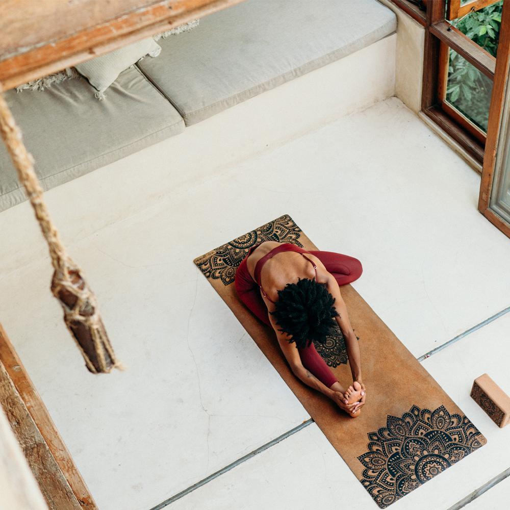 Travel Cork Yoga Mat - Mandala Black - Yoga Design Lab