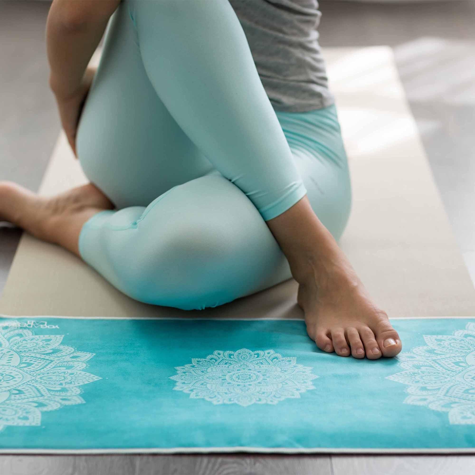 Yoga Hand Towel - Mandala Turquoise - Yoga Design Lab