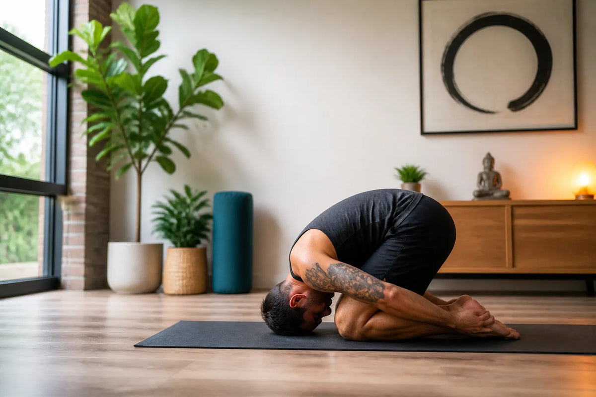 man doing rabbit in home practice room