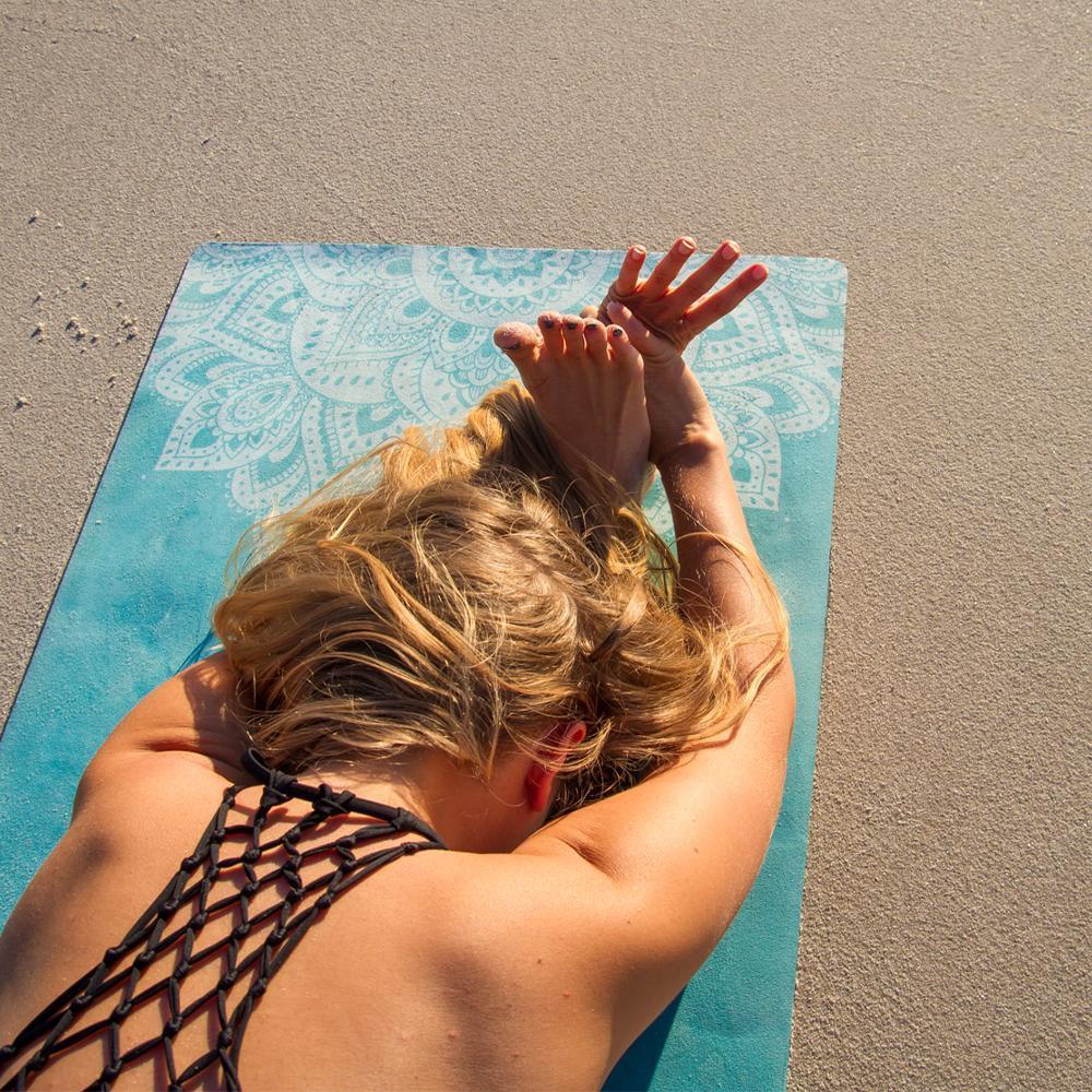 Combo Yoga Mat: 2-in-1 (Mat + Towel) - Mandala Turquoise - Lightweight, Ultra-Soft - Yoga Design Lab 