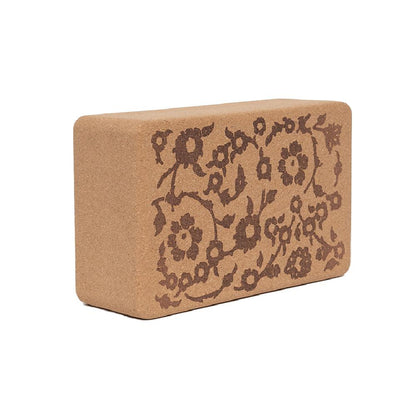 Cork Yoga Block - Floral Batik Tonal - Best To Achieve Proper Pose Alignment - Yoga Design Lab 