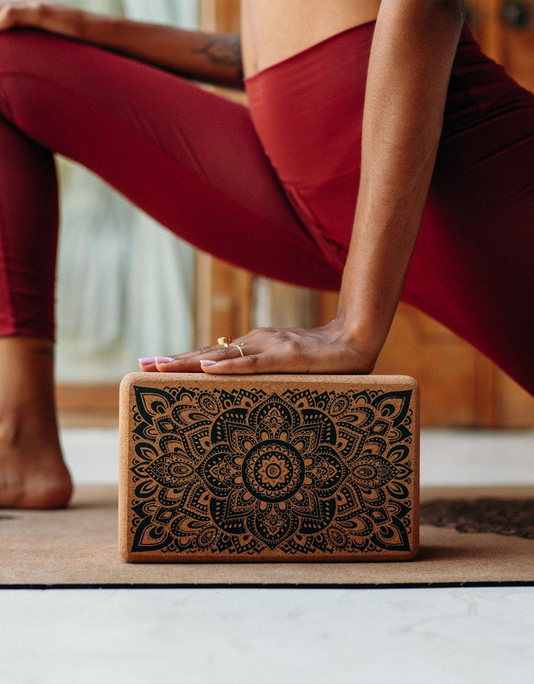 Cork Yoga Block - Mandala Black - Yoga Design Lab 
