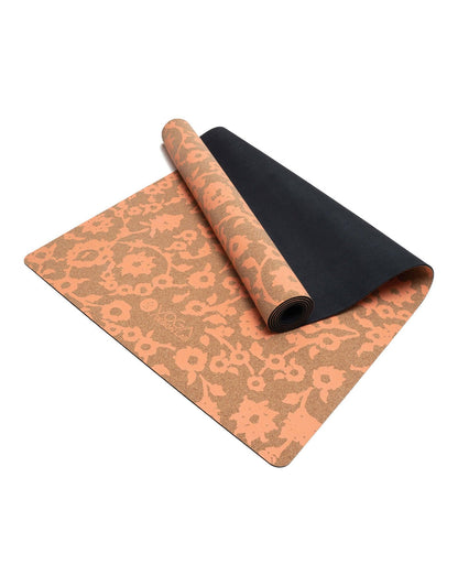 Cork Yoga Mat - Floral Batik Coral - Yoga Design Lab 