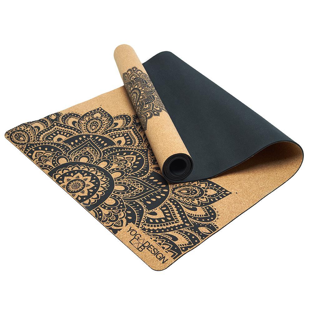 Travel Cork Yoga Mat - Mandala Black - 1.5mm for experienced yogis - Yoga Design Lab 