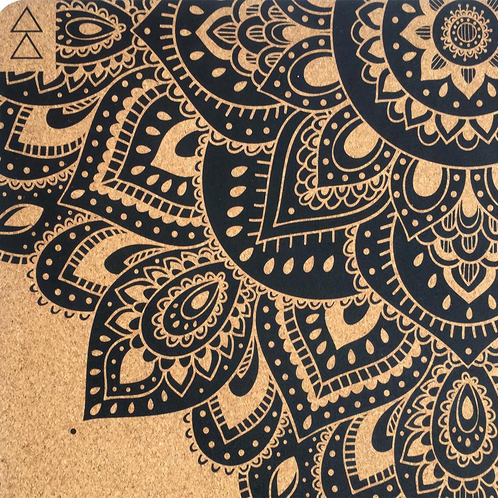 Travel Cork Yoga Mat - Mandala Black - 1.5mm for experienced yogis - Yoga Design Lab 