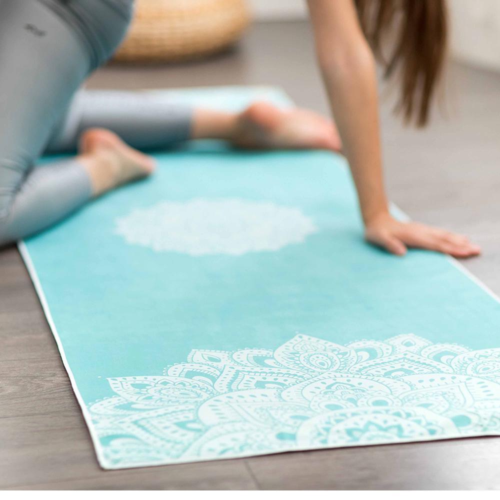 Yoga Mat Towel - Mandala Turquoise - Ultra-Grippy, Moisture Absorbing &amp; Quick-Dry - Yoga Design Lab 