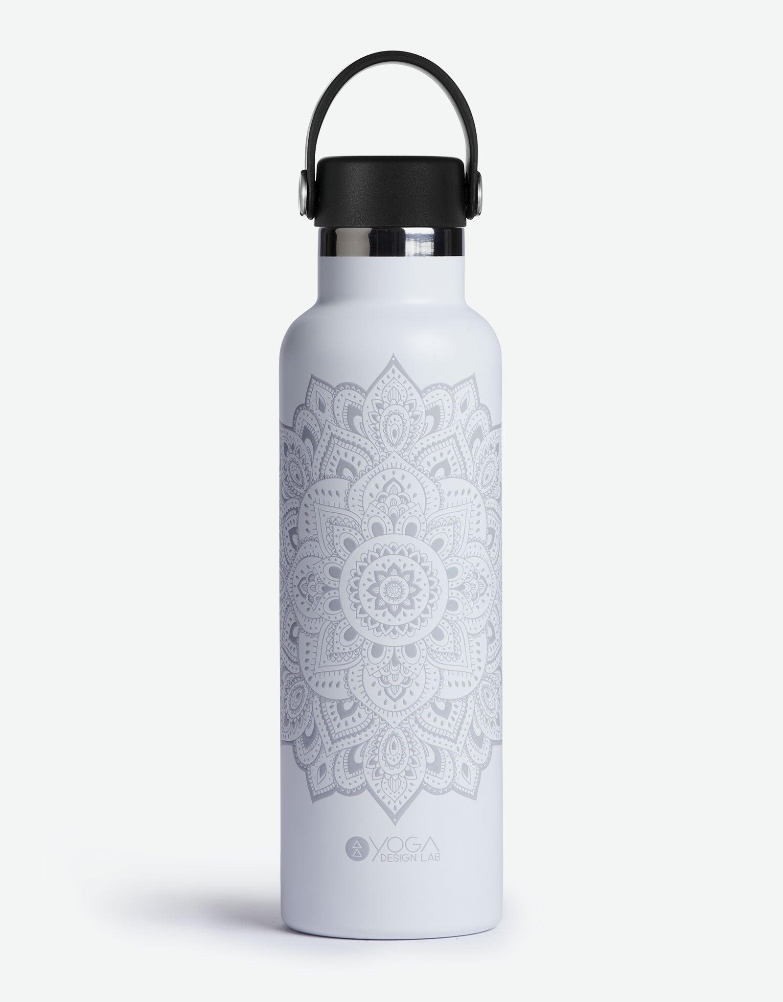 Yoga Water - Bottle - Mandala - White - Insulated Water Bottle &amp; Stainless Steel Bottles. - Yoga Design Lab 